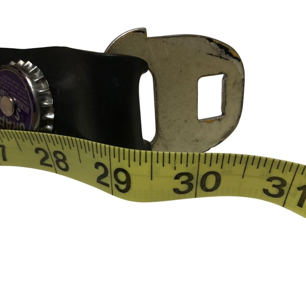 Vintage Hippie Belt Rubber Firestone Car Buckle w/Aged Bottle Caps Sz 31 Y2K 90s - Picture 10 of 13